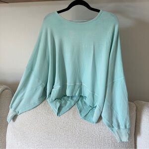 Free People Blue Distressed Oversized Sweatshirt